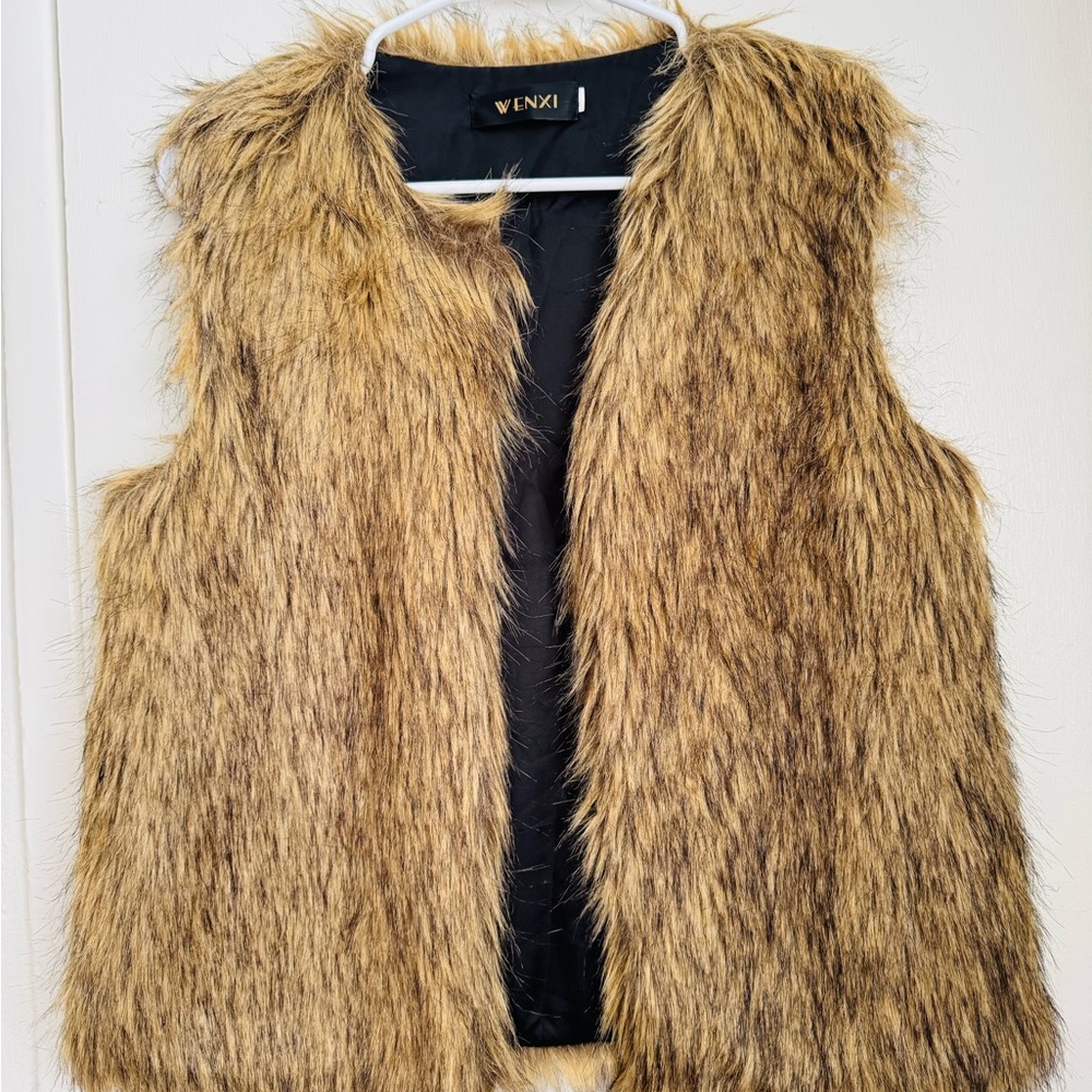 VENXI Faux Fur Vest - Brown